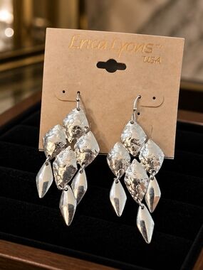 Erica Lyons Hammered Silver Leaf Cascade Earrings